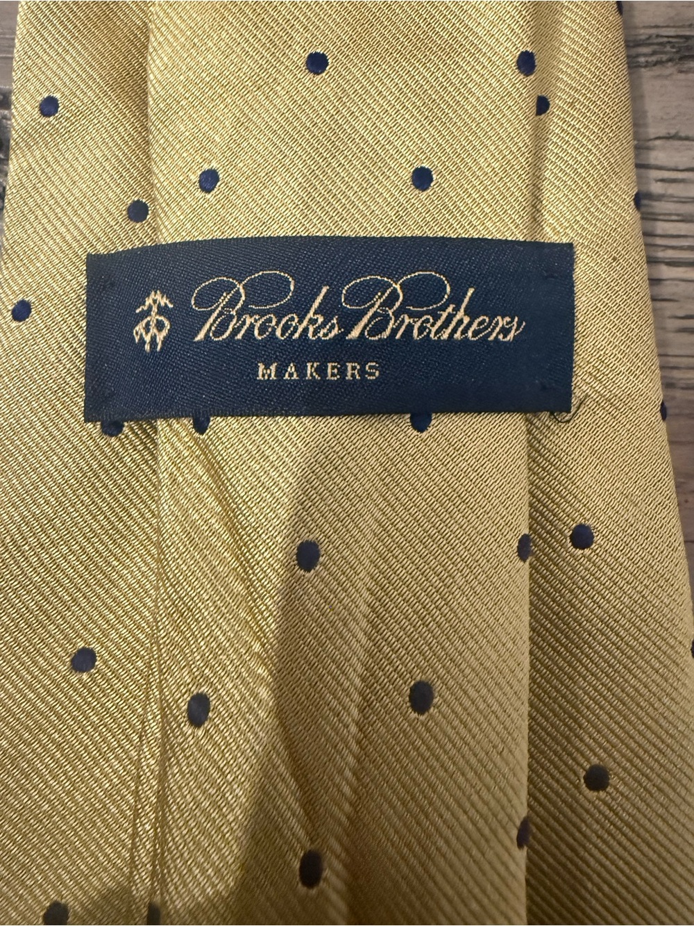 Brooks Brothers Gold Tie with Black Polka Dots